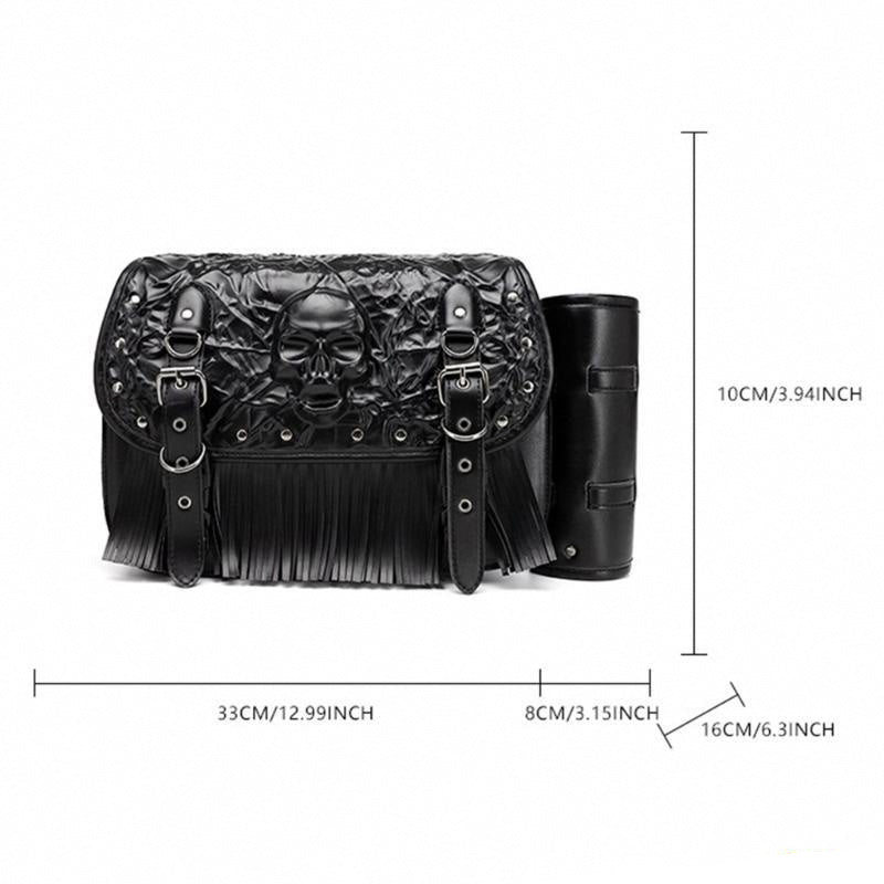 RiderBond™ Grim Hauler – Skull & Studded Saddlebag