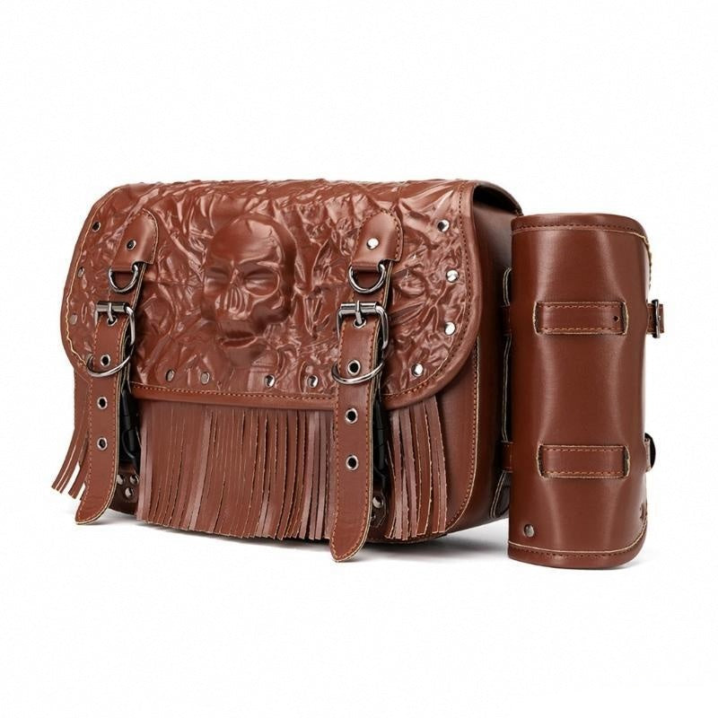 RiderBond™ Grim Hauler – Skull & Studded Saddlebag