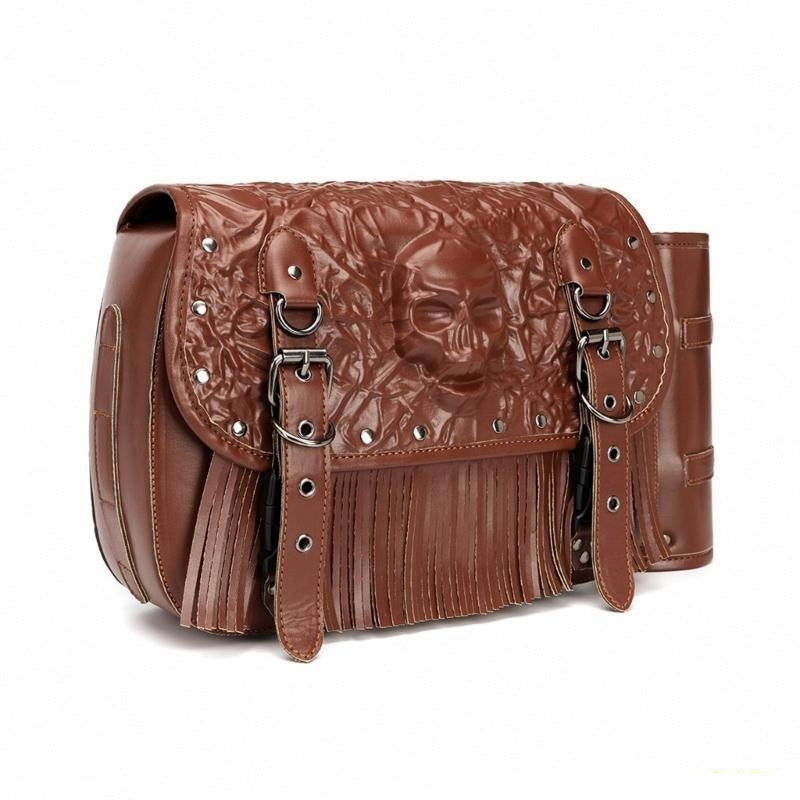 RiderBond™ Grim Hauler – Skull & Studded Saddlebag