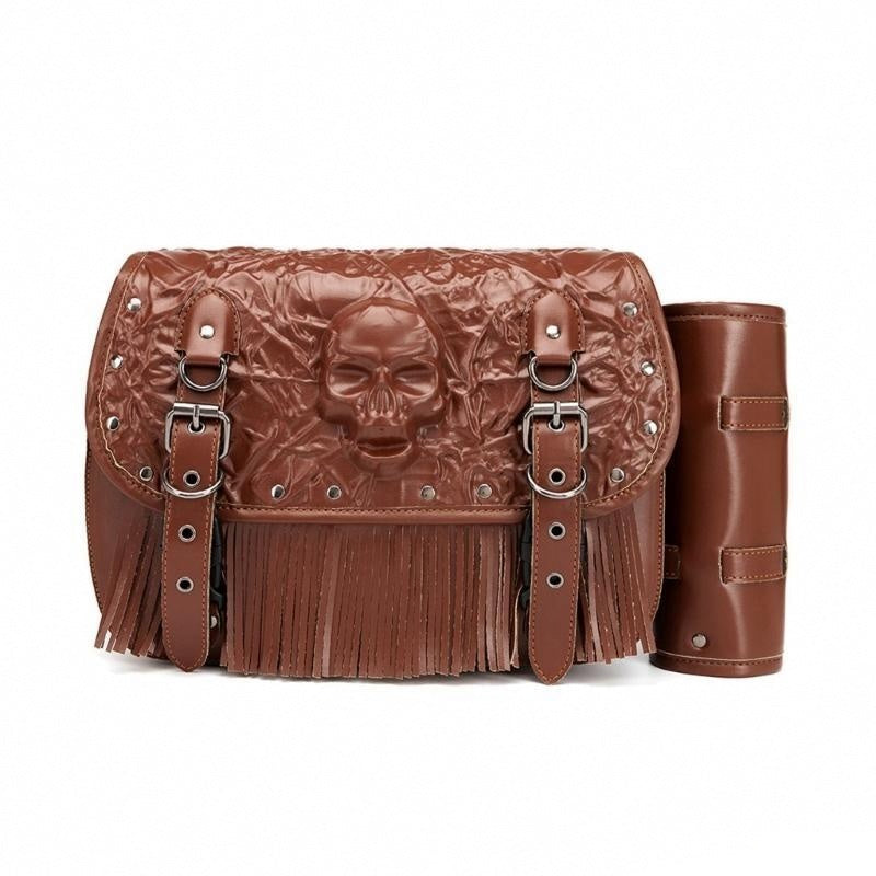 RiderBond™ Grim Hauler – Skull & Studded Saddlebag