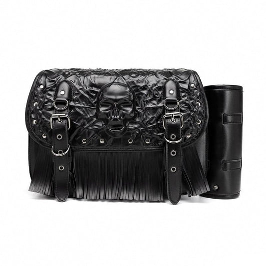 RiderBond™ Grim Hauler – Skull & Studded Saddlebag